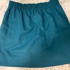 J Crew paper bag waist mini skirt teal like new!